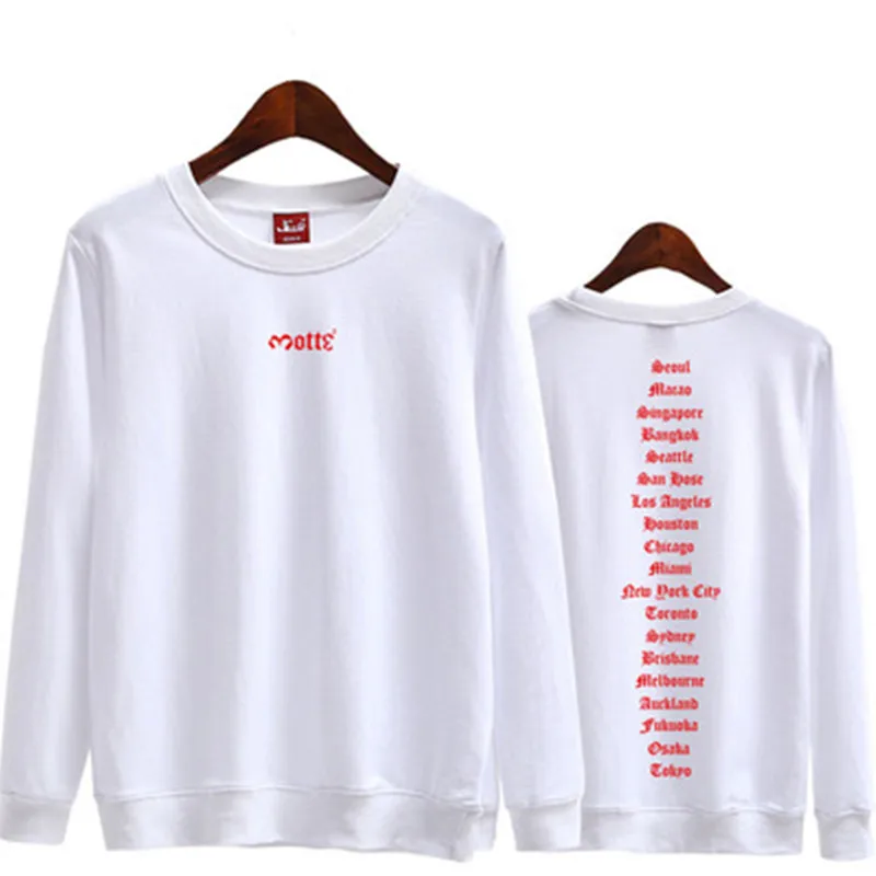 Kpop GD Quan Zhilong G-DRAGON концертный альбом III MOTTE, поддерживающий рядом тот же абзац свитер с круглым вырезом - Цвет: black 2