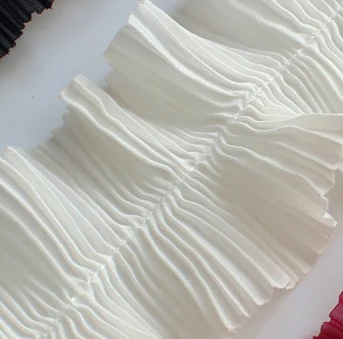 White 5 ярдов гофрированные кружева плиссированные кружева кисточкой 4 цвета 6 см прямая шифоновая лента ленты Швейные материалы Детская одежда аксессуары - Цвет: White