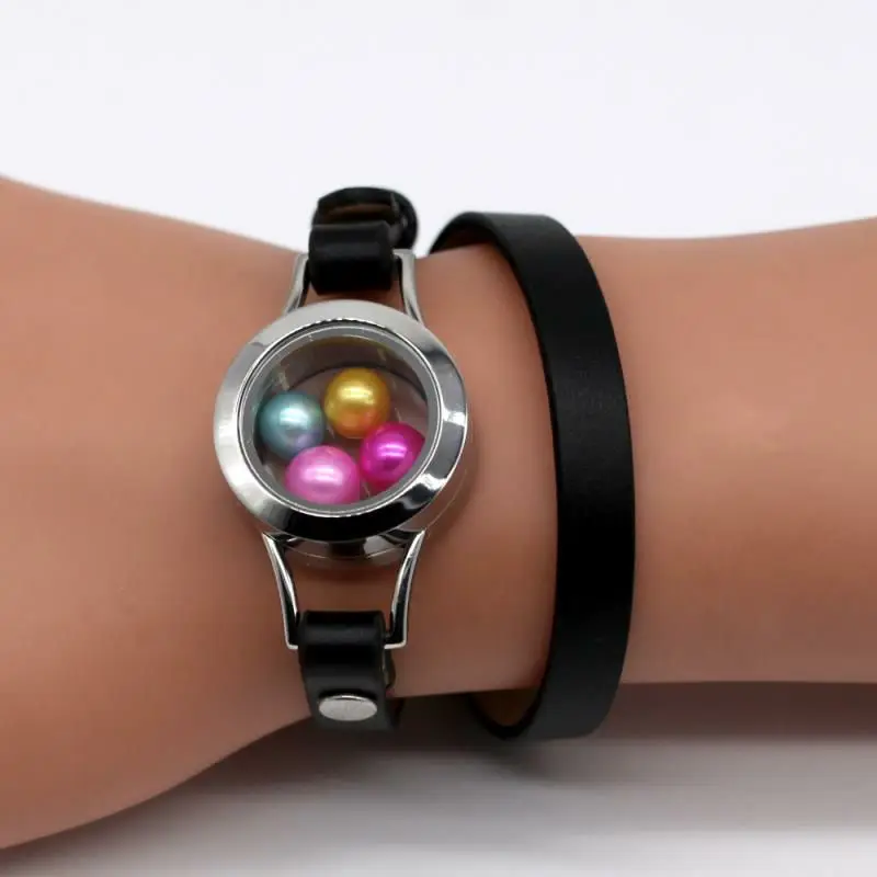 Новейшие Водонепроницаемые кожаные браслеты с медальоном! Круглые медальоны из