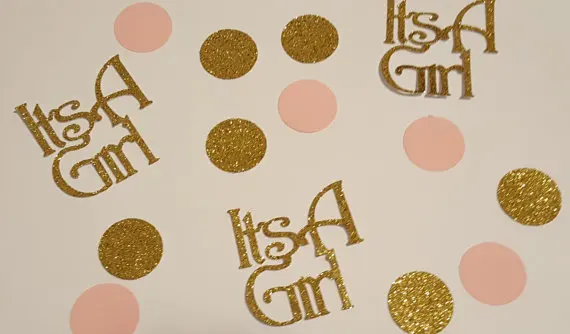 

Its A Girl Pink and Gold Table Scatter Table decor scrapbook favors