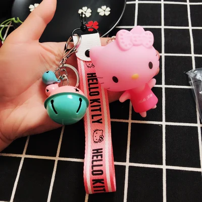 color 6 Милый брелок hello kitty, брелок для женщин, аниме, брелок для ключей Kt Cat, детские игрушки, брелок для автомобиля, брелок на запястье, веревка, брелок, подарки - Цвет: color 6