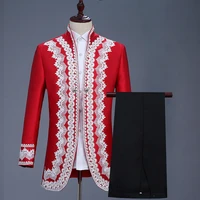 mens retro palace dresses red suit prince dresses stage british performence dresses 2 piece suit coat pant red mens suit