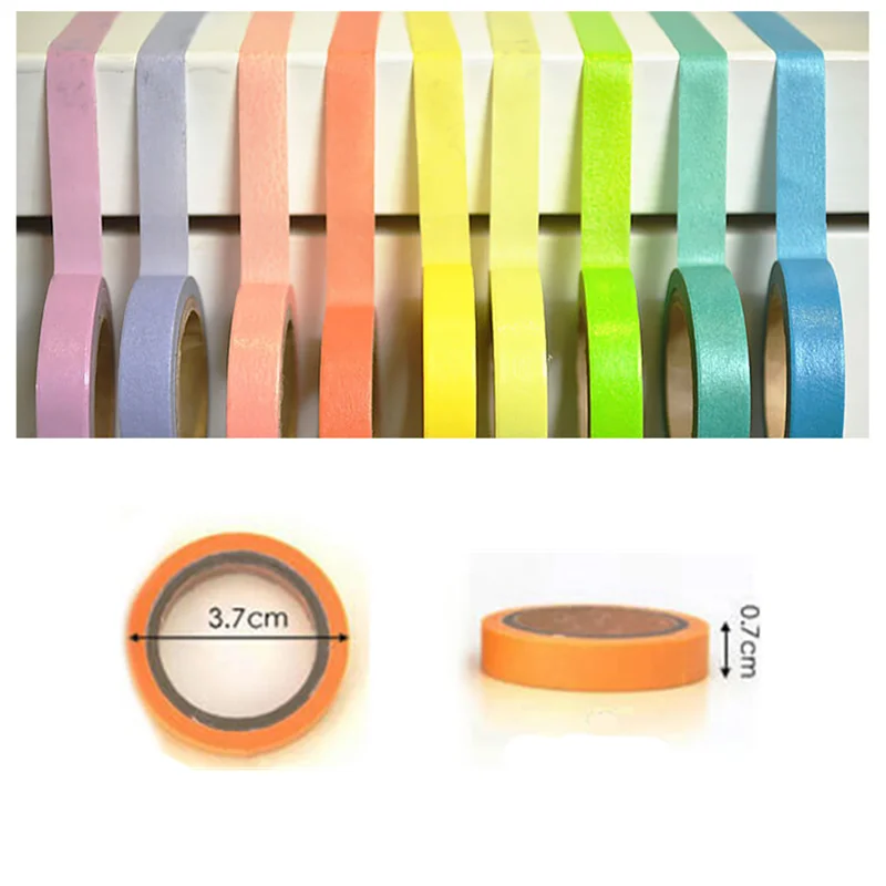 JX-LCLYL 10 шт./компл. в 1 красочная 0 7 см x 5 м клейкая наклейка Washi бумажная
