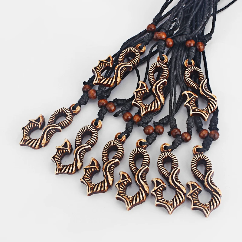 12pcs Fashion Imitation Bone Maori Fish Hook Pendant Necklace Jewelry Yak Hawaiian Handmade Accessories Gifts For Friends | Украшения и