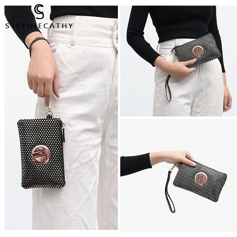 SC маленькие женские кошельки из натуральной кожи с ремешком на молнии сумочка