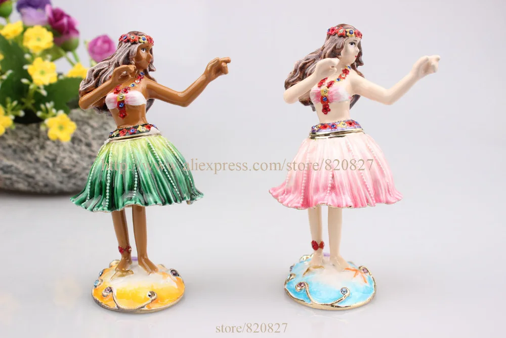 Wedding Gifts Angel Decoration Gifts Vintage Girl Dancing Jewelry Box Hula Girls Shaped Metal Signs