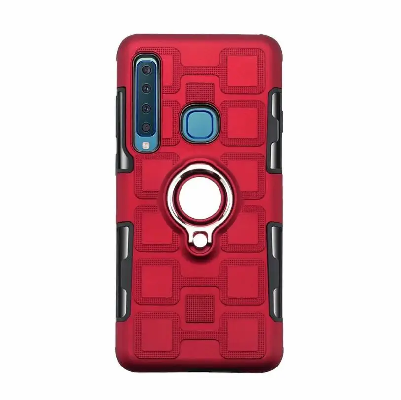 Красный Роскошное кольцо Броня чехол для samsung Galaxy A9 чехол силиконовая задняя крышка для Galaxy A9 A920 A920F противоударный жесткий чехол - Цвет: Красный