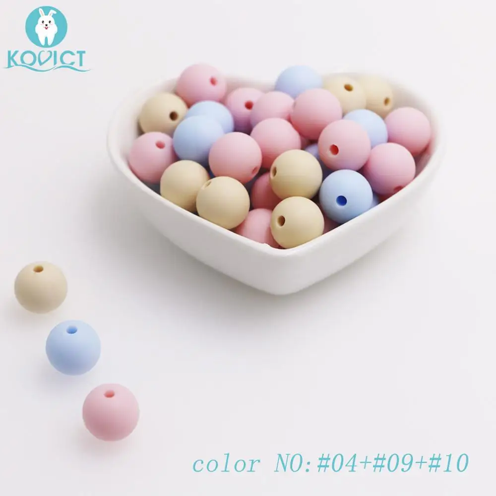Most popular beads 3 Kovict 50 шт Круглые Силиконовые бусы 12 мм Детские Прорезыватели для зубов экологически чистые сенсорные Прорезыватели для зубов ожерелье пищевого качества для мам кормящих грызунов - Цвет: Most popular beads 3