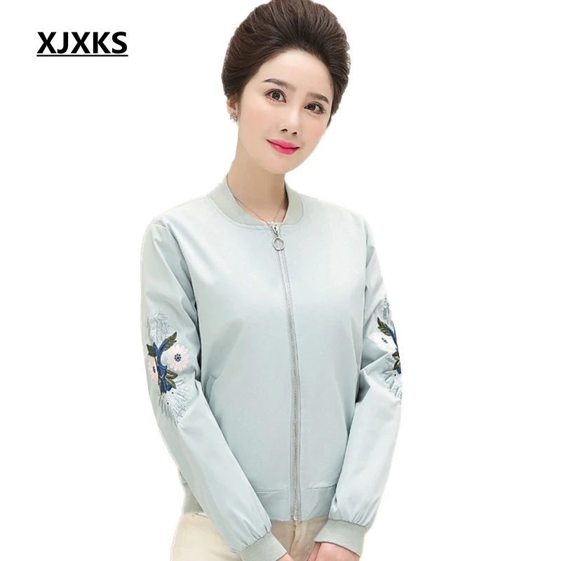 XJXKS casaco feminino высокое качество одежда для мам вышитая Цветочная Женская куртка на