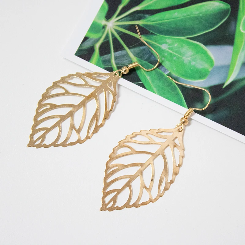 free shipping 5pairs/lot A0001 Pendientes Mujer Hot Fashion Jewelry Hollow Metal Leaves Dangling Long Statement Drop Earrings | Украшения и