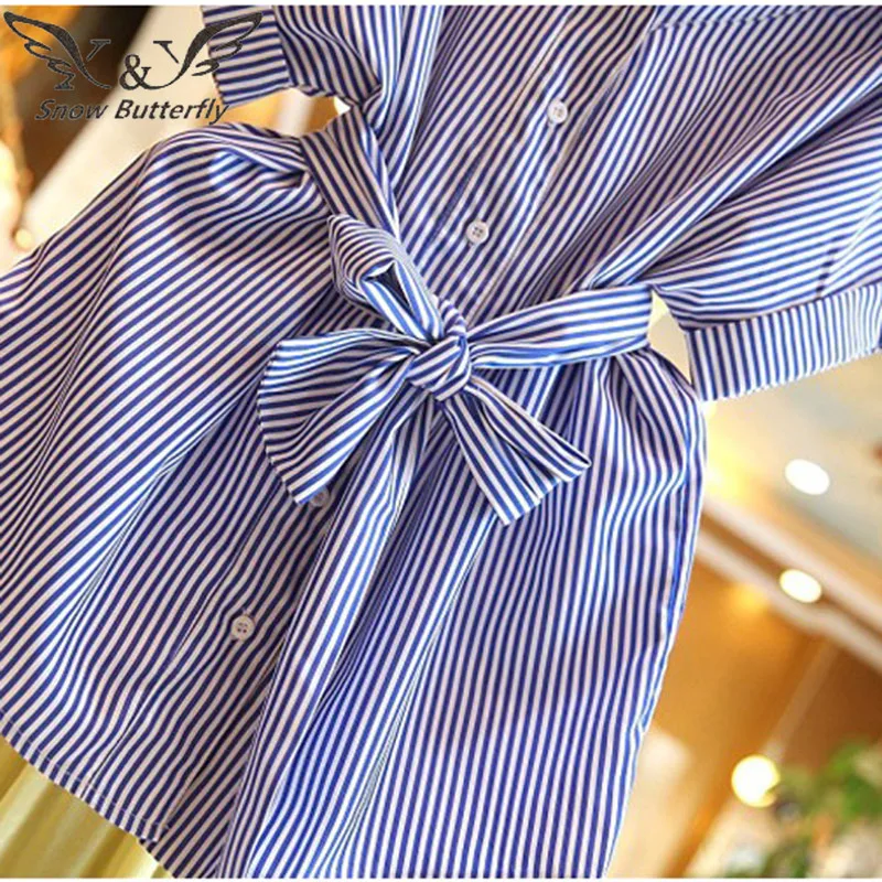 Women's Off Shoulders Blouse Chiffon Top Female Clothes Striped Shirt Plus Size Stylish Korean Fashion Clothing Summer Open 121 |