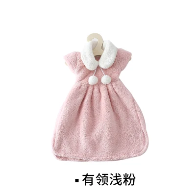 With collar pink Милое платье принцессы; полотенце для рук; утолщенное; водопоглощающее; Коралловая шерсть - Цвет: With collar pink