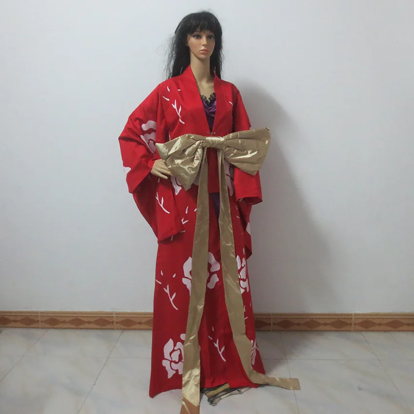 XxxHolic Итихара Юко Косплэй Для женщин/красный цвет длинное Цветочное платье кимоно