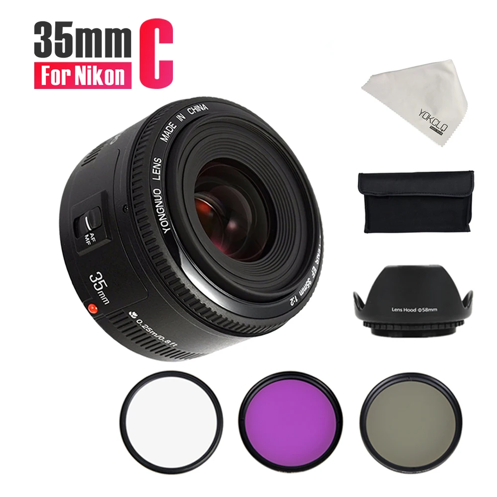 Новинка 2018yongnuo YN35mm объектив камеры F2 Большая диафрагма AF широкоугольный для Nikon