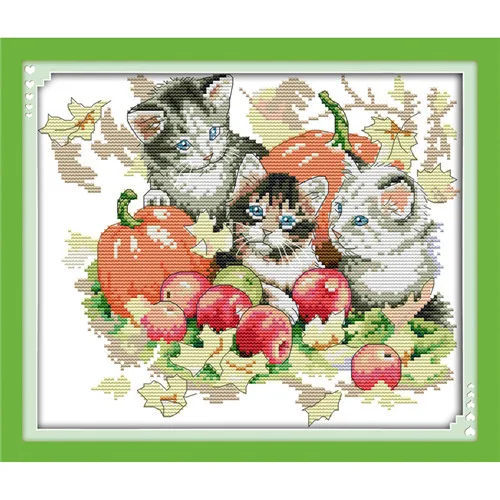D378 Autumn Вечная любовь четыре сезона Кошки китайские наборы для вышивки крестом экологический хлопок печатные 14 11CT DIY год украшения - Цвет: D378 Autumn