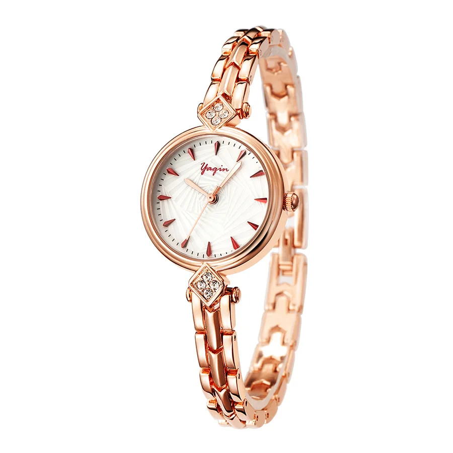 Бизнес Повседневная мода люксовый бренд YAQIN леди часы цвета розового золота и