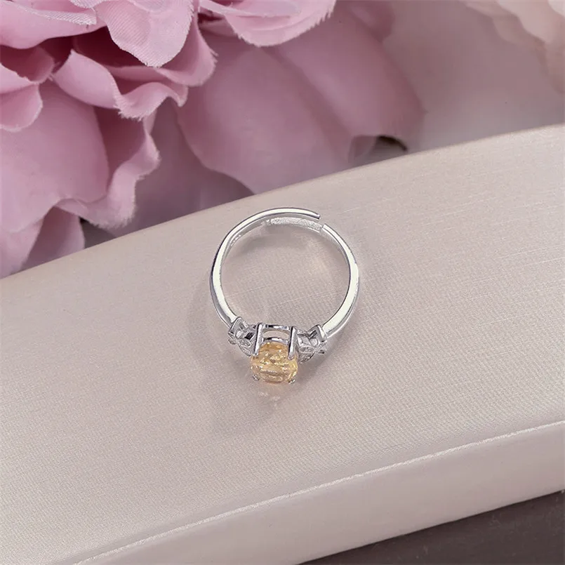 Fine Jewelry 925 Silver Rings for Women 8*6mm Citrine Yellow Oval Natural Gemstone Adjustable Ring Elegant Wedding Bands R-CI002 | Украшения