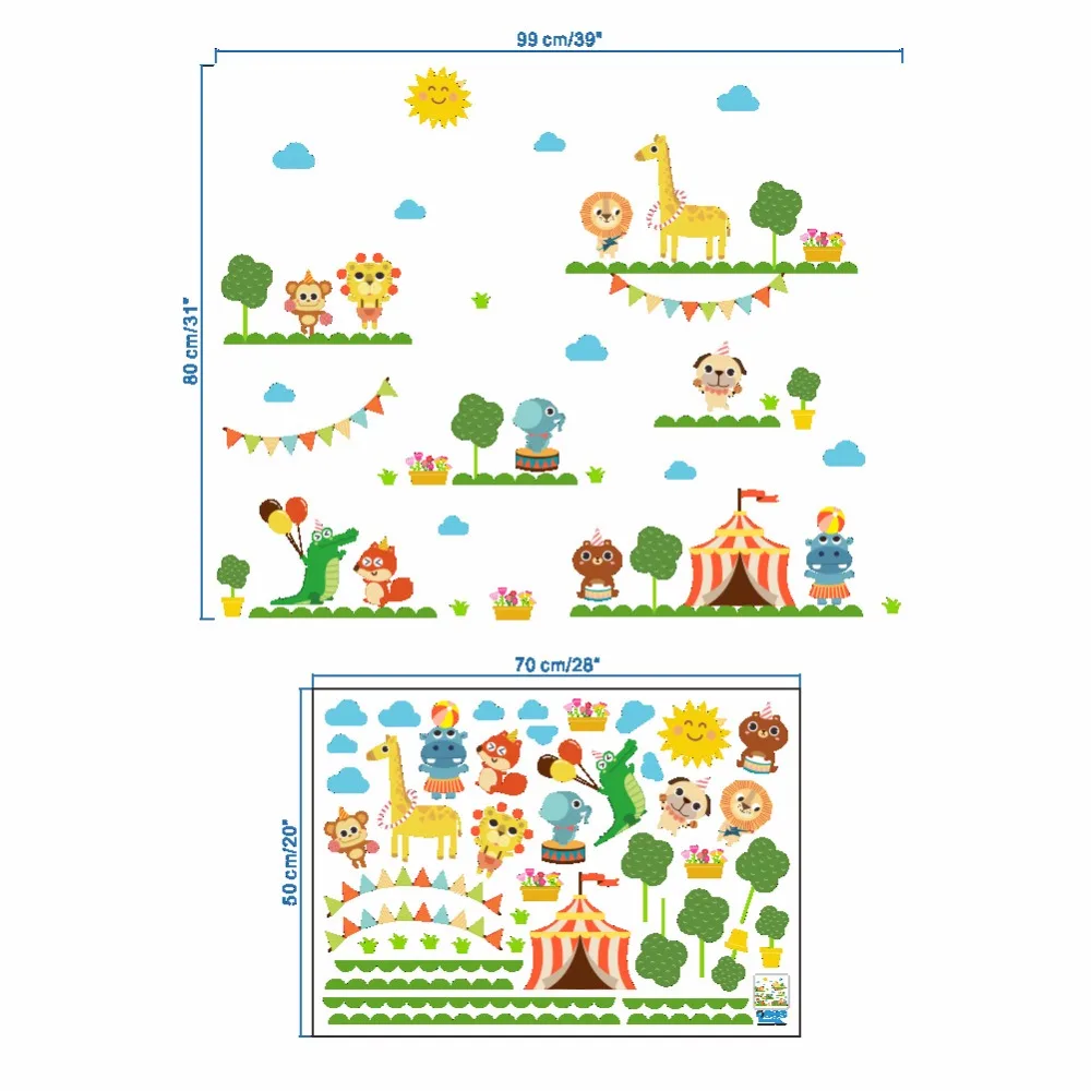 % Jungle Wild Animals Lion Giraffe Tiger Monkey wall stickers For kids room children nursery amusement park decal Mural | Дом и сад