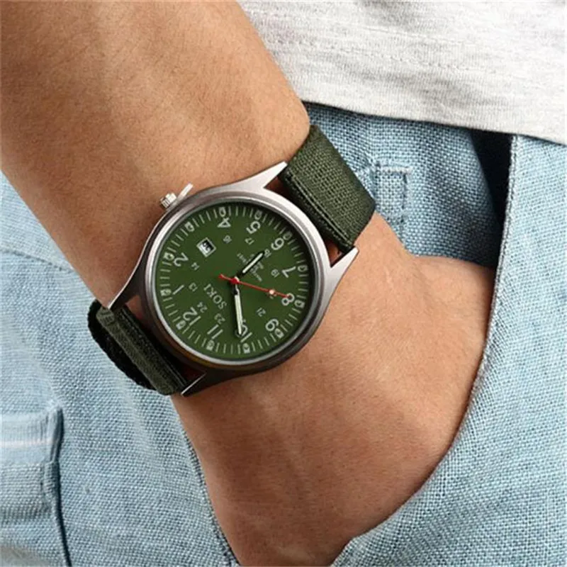 Fashion Military Classics Mens Watch Quartz Analog Canvas Band Casual Sports Watches Top Brand Luxury New 2# | Наручные часы