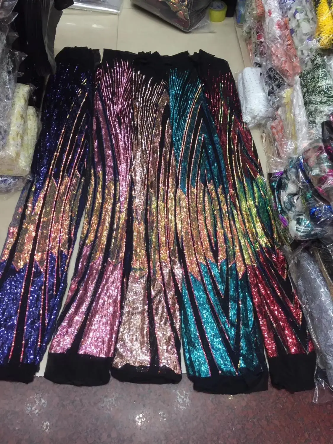 

2019 high quality sequence French Nigerian sequins net lace,African tulle mesh sequence lace fabric for dress 5yards/lotY5