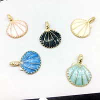 wholesale 30pcs sea shell oil drop alloy charms mix colors for diy handmade jewelry bracelet alloy charm