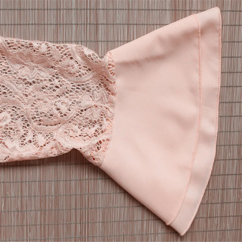 2018 Летняя женская шифоновая блузка Топы повседневные Лоскутные белые кружевные