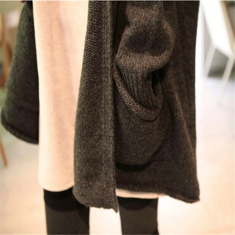 

Knitted Cardigans Hooded Sweater For Young Lady Autumn Pop Tideing Cardigan Women Full Sleeve Long Loose A882