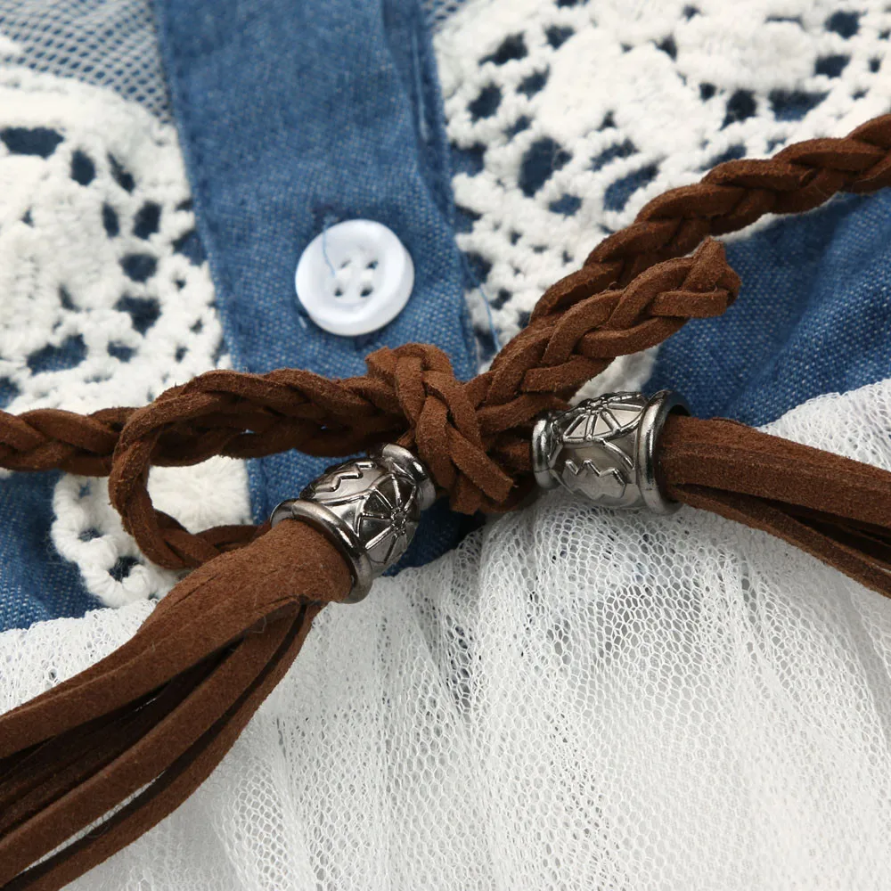 LONSANT Toddler Baby Girls Dress Kids Lace Denim sweet Tuller Ball gown lacing Tutu infant kids Princess | Детская одежда и обувь