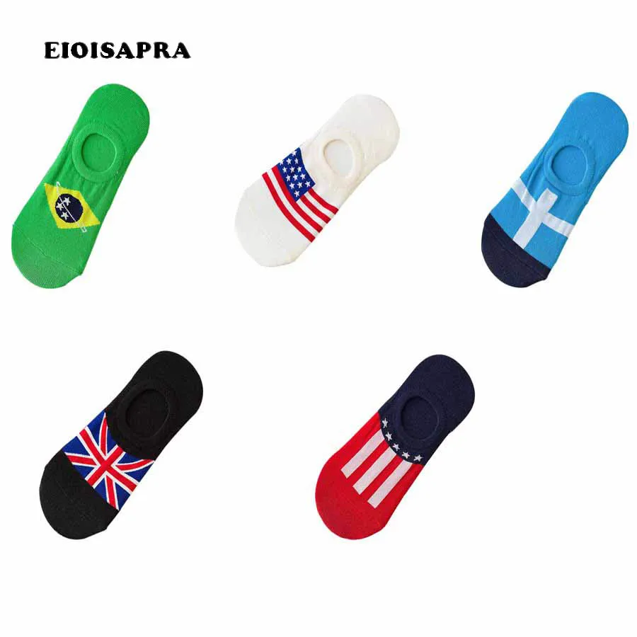 [EIOISAPRA] принт с национальным флагом забавные Женские носочки милые Креативные