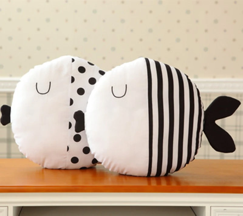 

Kawaii Fish Kids Toys For Birthday Gifts Plush Animal Shape Toys For Children Kawaii Fish Pillow For Girls Black White Soft Toys