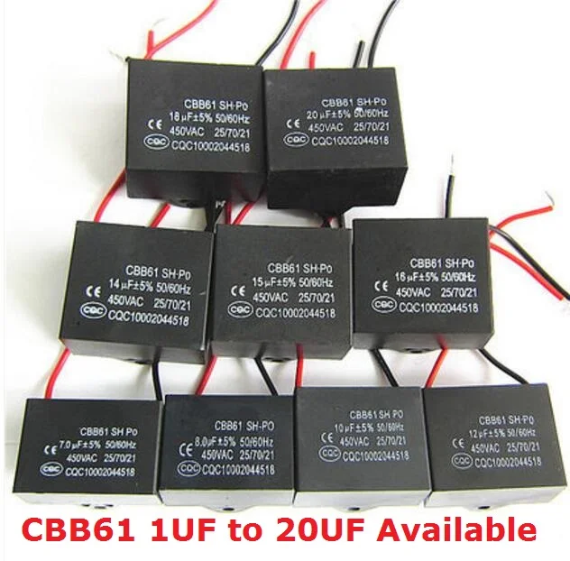 2 шт. конденсатор CBB61 мкФ/1 5 мкФ/2 мкФ/3 мкФ/4 мкФ 450V cbb61 вентилятора CBB 450VAC емкость 4