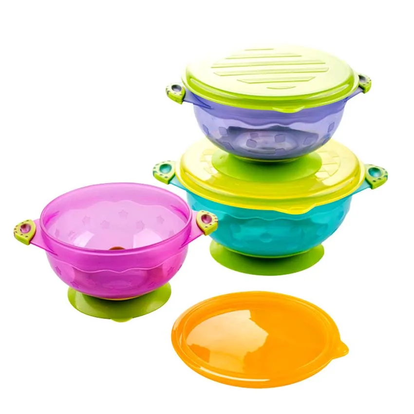 3 шт./компл. набор тренировочных детских мисок противоскользящая миска с крышкой