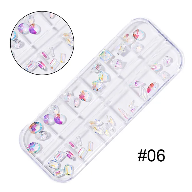 A6 Multi-size Nail Rhinestones 3D Crystal AB Clear Nail Stones Gems Pearl DIY Nail Art Decorations Gold Silver Rivet Rhinestone - Цвет: A6