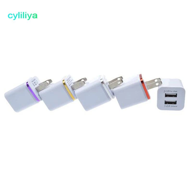 10 шт./Лот цветной адаптер питания переменного тока с 2 USB-портами | Мобильные