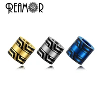 reamor 5pcslot plating black blue gold beads 316l stainless steel big hole colorful round bracelet beads for jewelry making