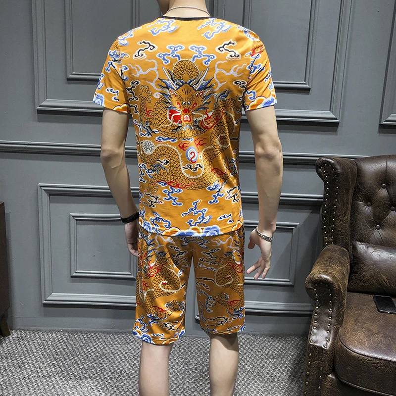 Спортивный костюм Мужская Повседневная футболка Homme 7XL-M + шорты летний китайский