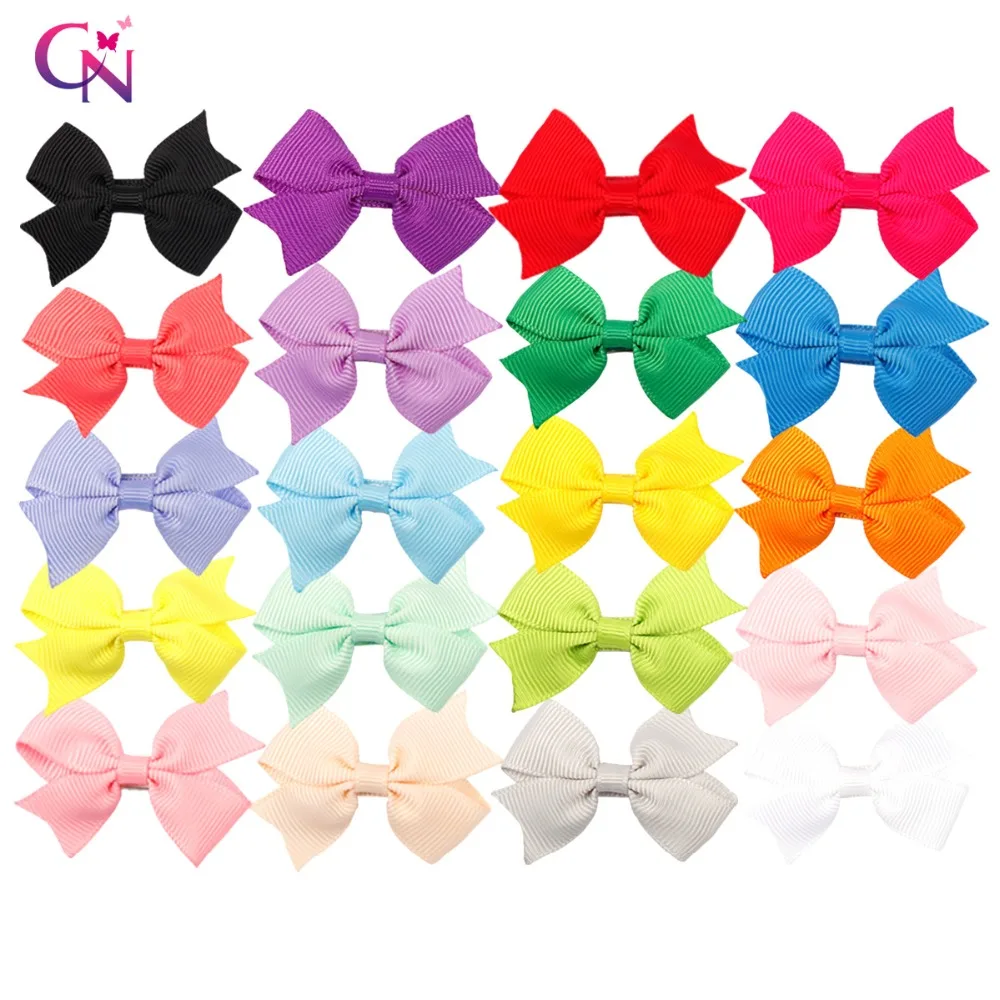 

CN 20Pcs/lot 2" Mini Hair Clips for Girls Candy Mixed Color Hair Bow Ribbons Hairpins Hairgrips Kids Headwear Hair Accessories