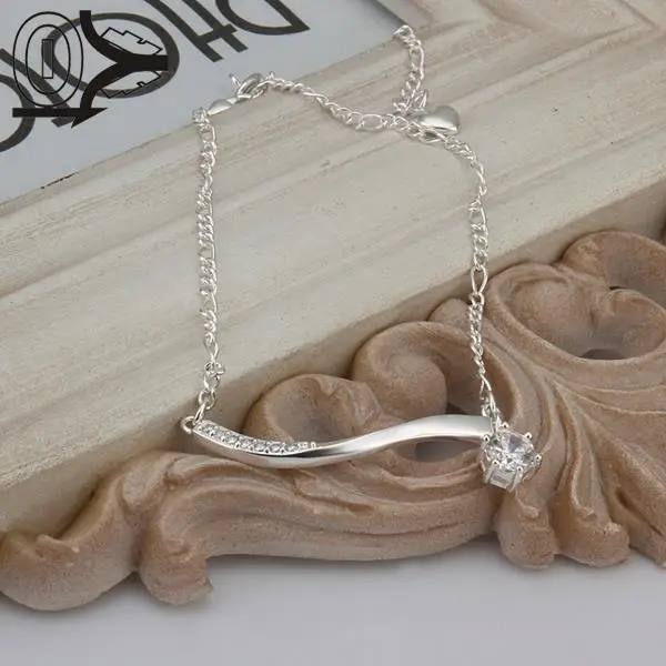 

New Arrival!!Wholesale Silver Plated Foot Anklets,Wedding Jewelry Accessories,Inlaid Stone Hanging Single Drill Anklets Bracelet