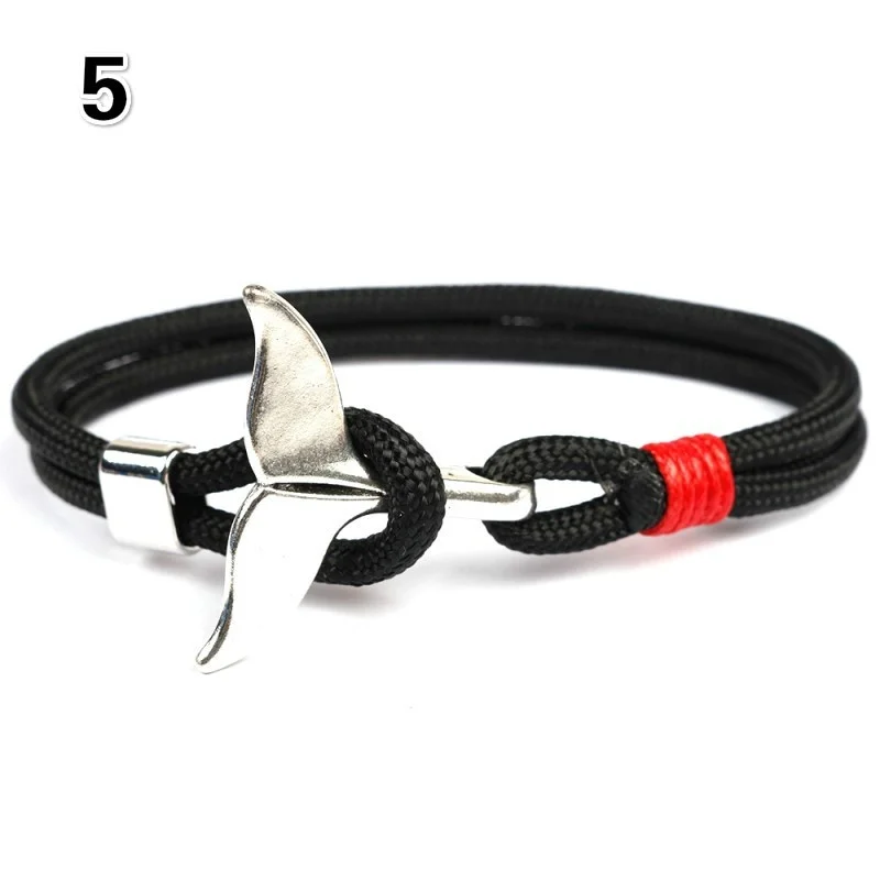 Fashion Whale Tail Anchor Bracelets Men Women Charm Nautical Survival Rope Chain Paracord Bracelet Male Wrap Metal Hooks | Украшения и