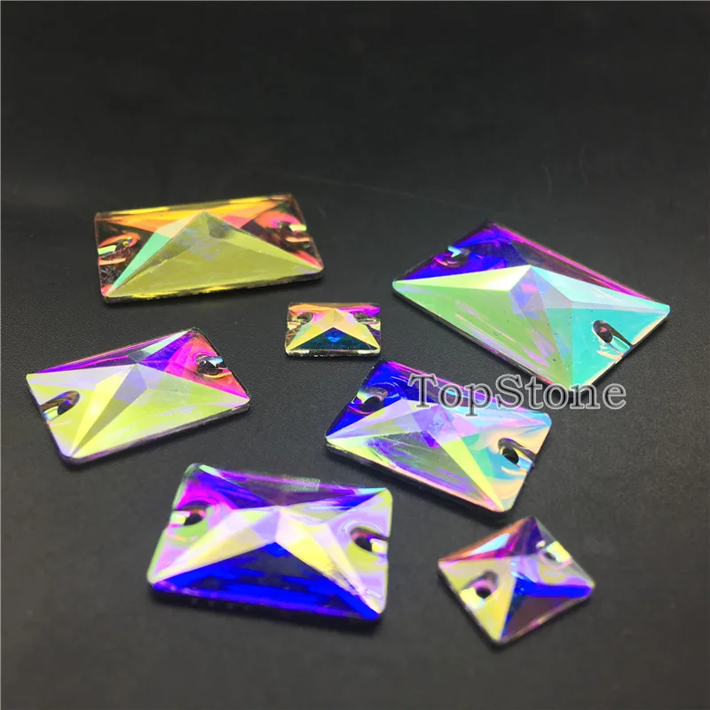 TopStone Crystal AB прямоугольная смола стразы искусственный кристалл 8x10 13x18 18x25 мм