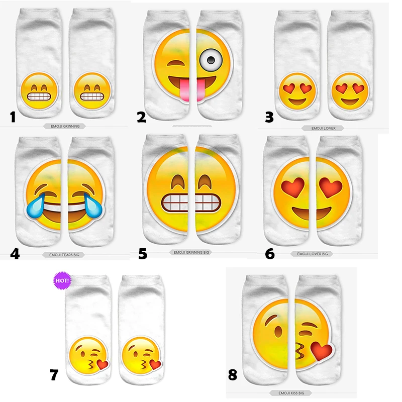 Модные детские носки короткие со смайликами для маленьких девочек с 3D принтом