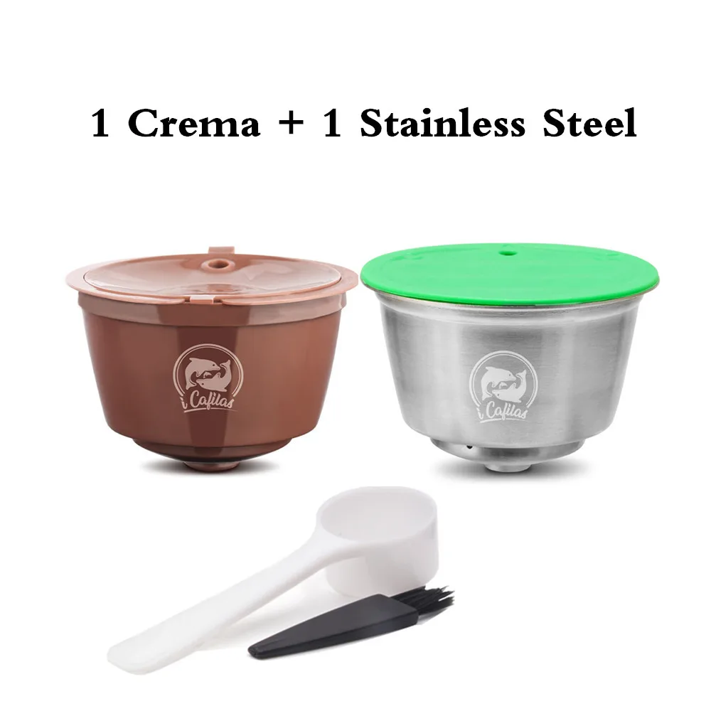 1 Crema 1 Stainless ICafilas, 3 версии, кофейный фильтр-чашка, многоразовый, многоразовый, Dolci Gusto, кофейная капсула для чая, стручки, корзины, капельница - Цвет: 1 Crema 1 Stainless