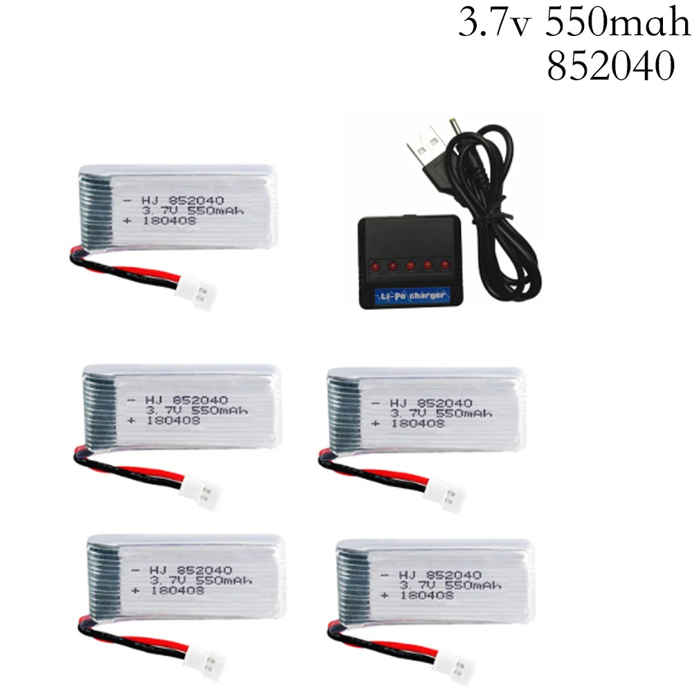 5 шт./компл. 3 7 V 550 mAh 852040 с зарядным устройством в 1 25c Lipo батарея для JXD 523 523W H43WH RC