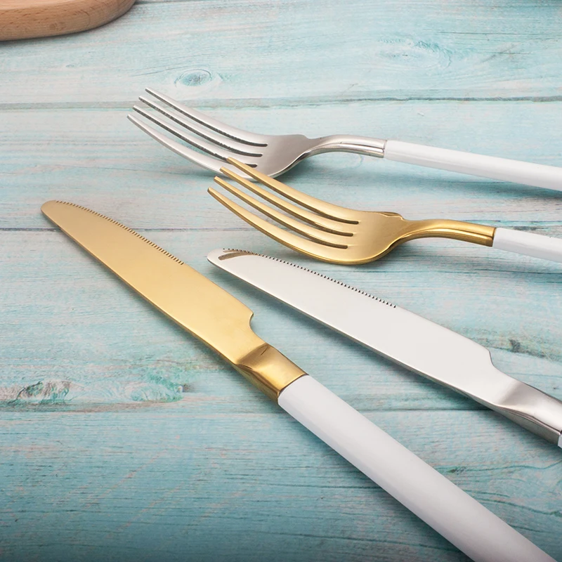 Лучший товар столовый набор из 4 предметов белой и Золотой нержавеющей стали 304