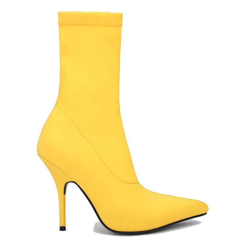 fashion new stiletto pointed elastic booties sexy Lycra catwalk women's boots large size 34-49 yards