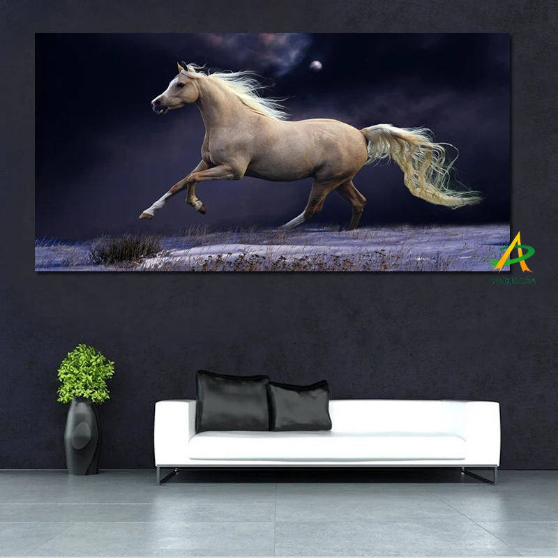 YWDECOR Современная HD Печать лошади бег художественная картина маслом на | Рисование и каллиграфия -32809480749