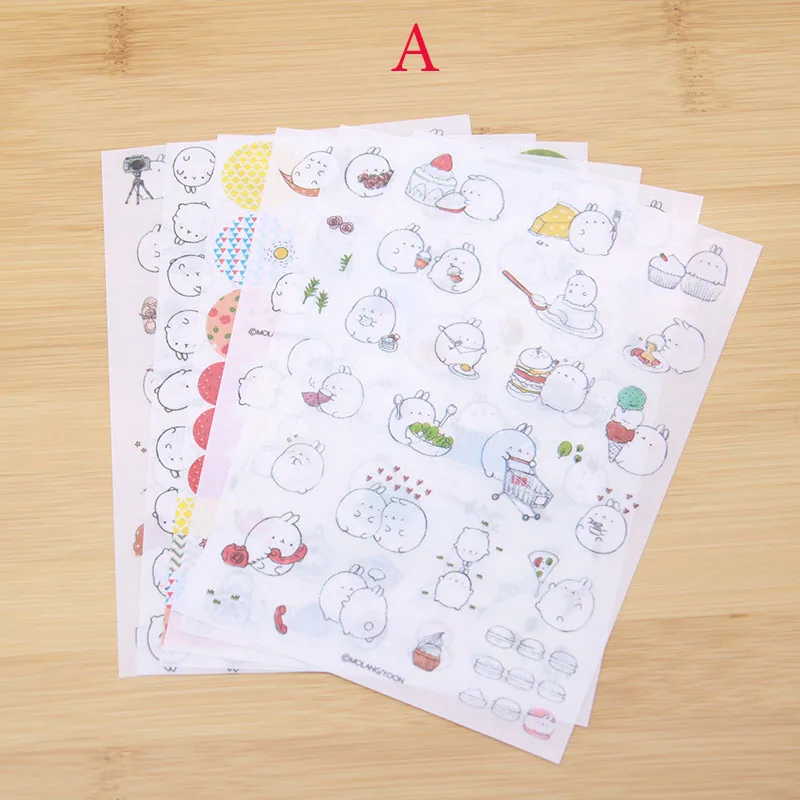 6 шт./пакет милый цветок Cat/кролик прозрачный ПВХ декоративные наклейки дневник