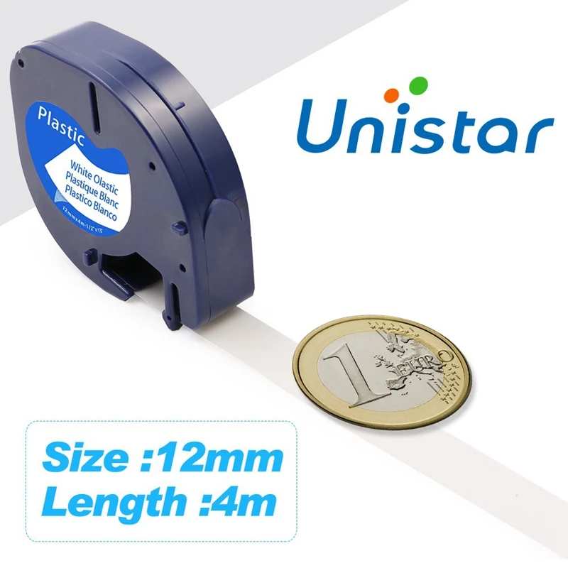 Unistar 91201 91200 12267 совместимый для Dymo Letratag 12 м x 4 Пластик Бумага ленты 91330 91331 LT-100h