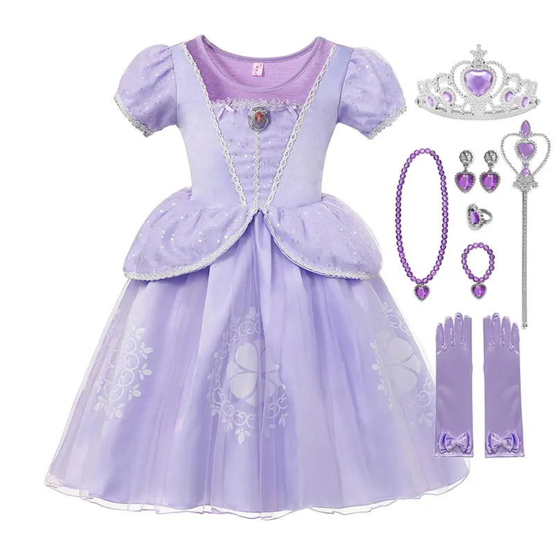 

Little Girls Sofia Fancy Princess Dress Up Clothes Children Puff Sleeve Prom Party Gown Kids Sophia Birthday Cosplay Costume