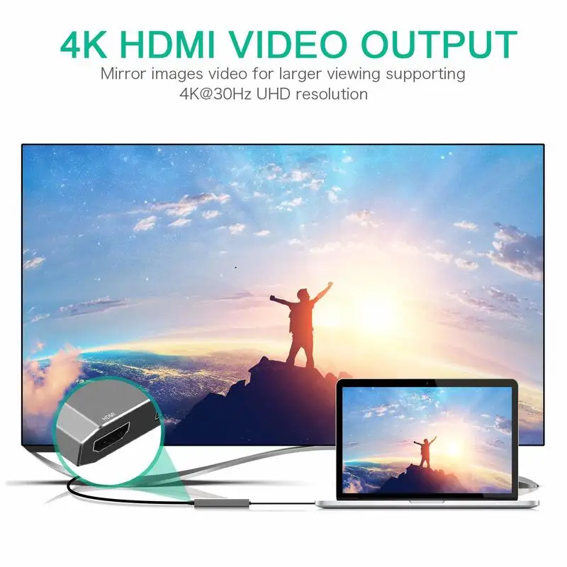 Basix Usb type C концентратор Usb C к HDMI 4 K/USB3.0 PD адаптер USB-C конвертер для MacBook, huawei MateBook type C usb 3,0 концентратор